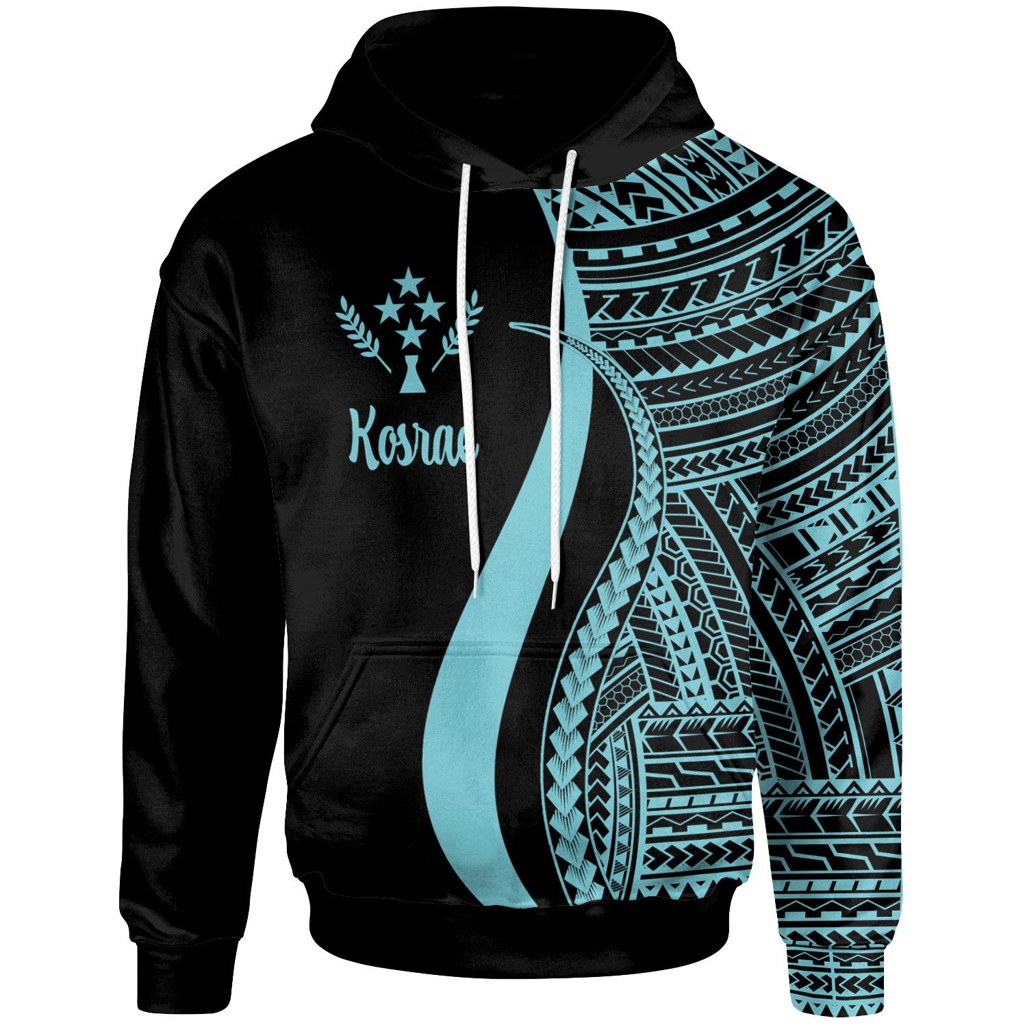 Kosrae Hoodie Turquoise Tentacle Tribal Pattern Unisex Turquoise - Polynesian Pride