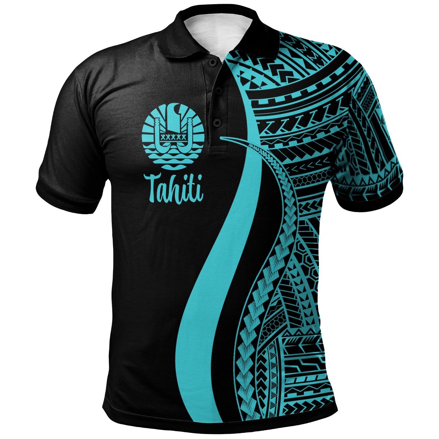 Tahiti Polo Shirt Turquoise Polynesian Tentacle Tribal Pattern Unisex Turquoise - Polynesian Pride