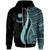 Nauru Zip up Hoodie Turquoise Tentacle Tribal Pattern Unisex Turquoise - Polynesian Pride