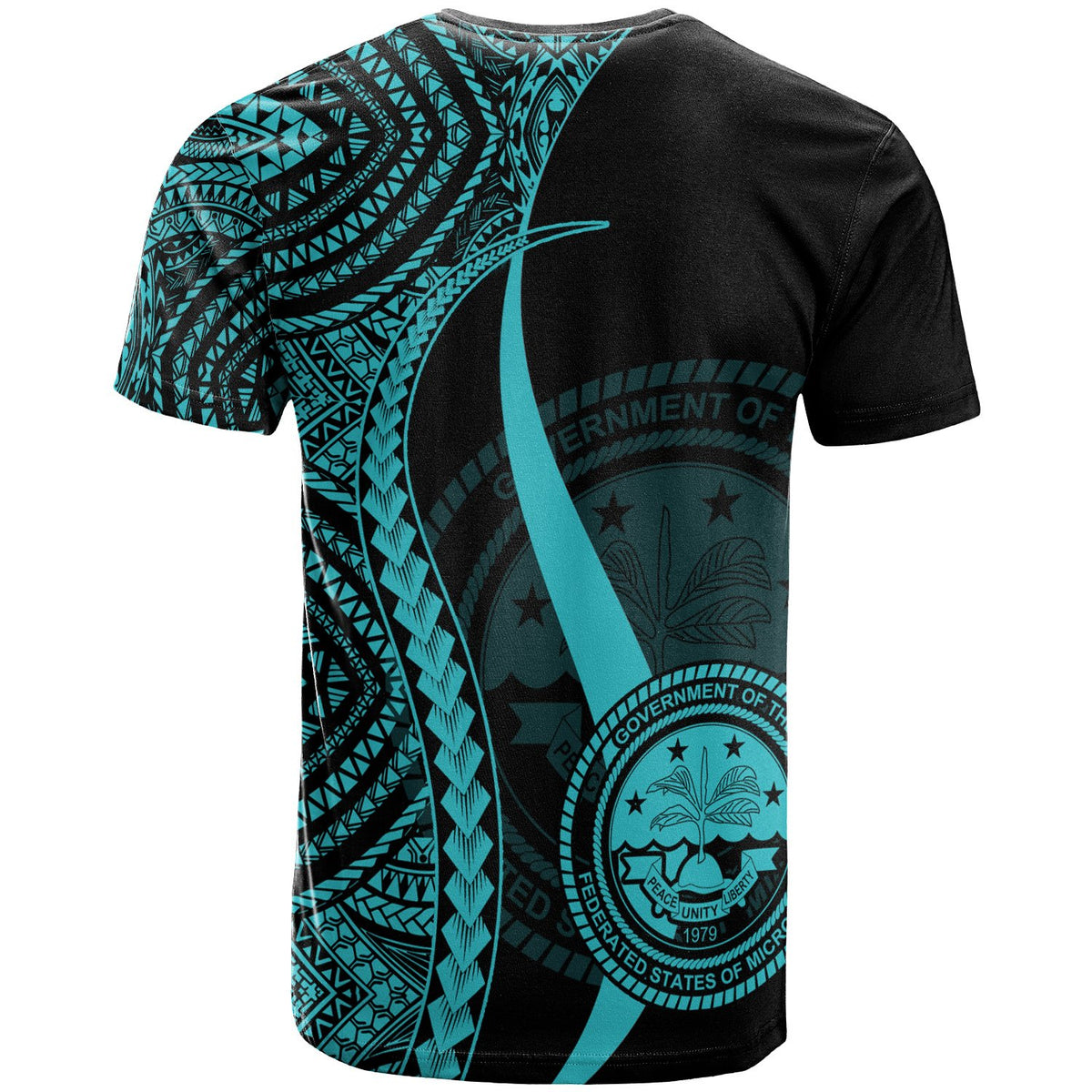 Federated States of Micronesia T Shirt Turquoise Micronesian Tentacle Tribal Pattern - Polynesian Pride