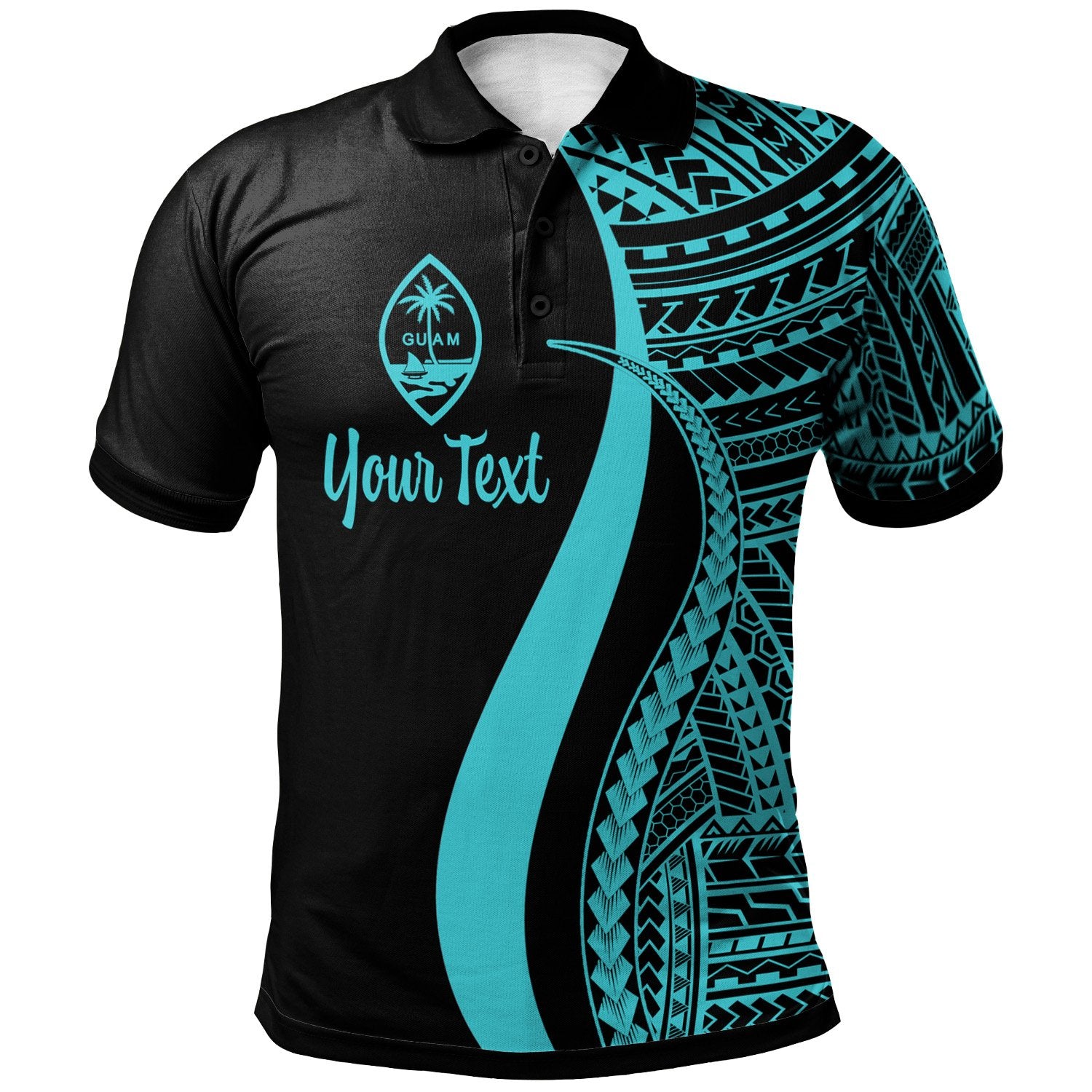 Guam Custom Polo Shirt Turquoise Polynesian Tentacle Tribal Pattern Unisex Turquoise - Polynesian Pride