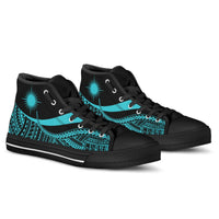 Marshall Islands High Top Shoes Turquoise - Polynesian Tentacle Tribal Pattern - Polynesian Pride