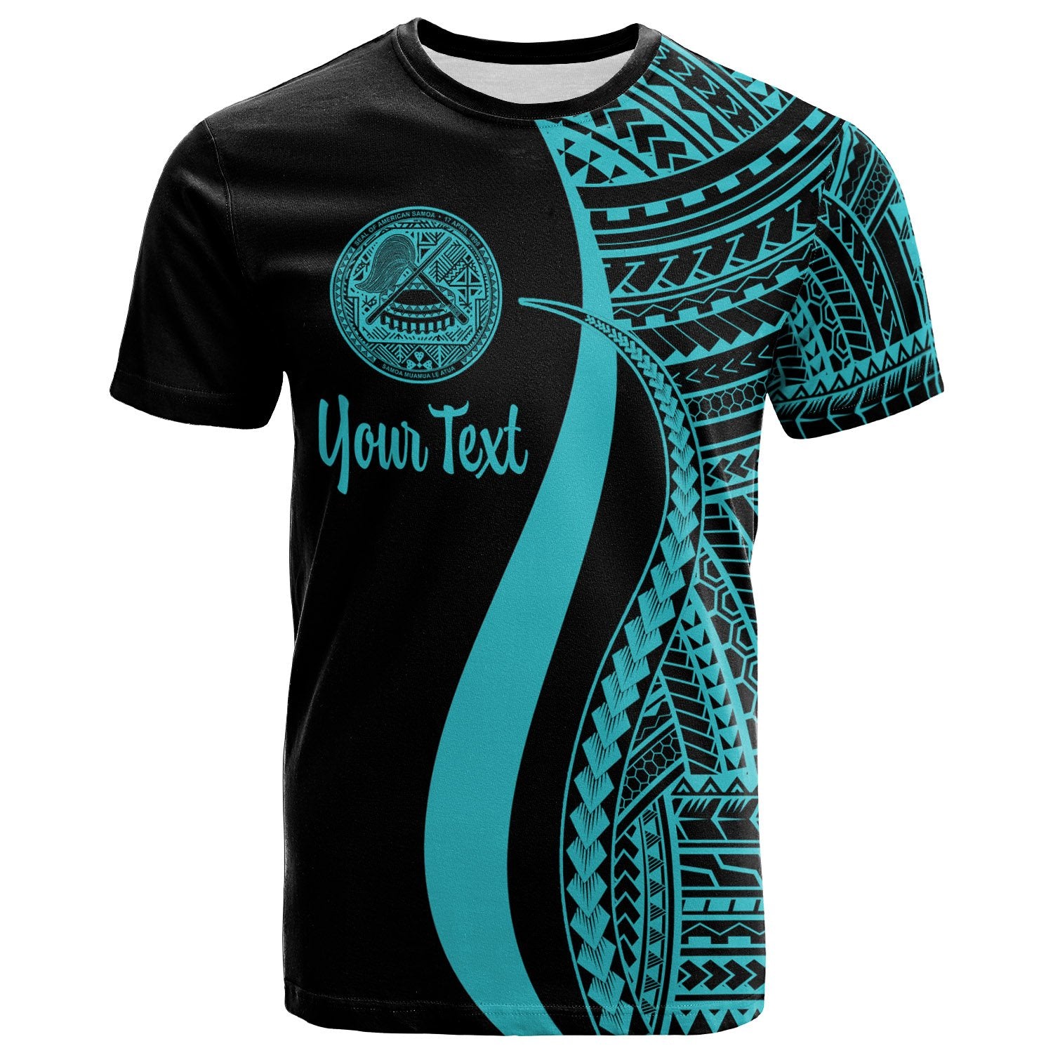 American Samoa Custom T Shirt Turquoise Polynesian Tentacle Tribal Pattern Unisex TURQUOISE - Polynesian Pride