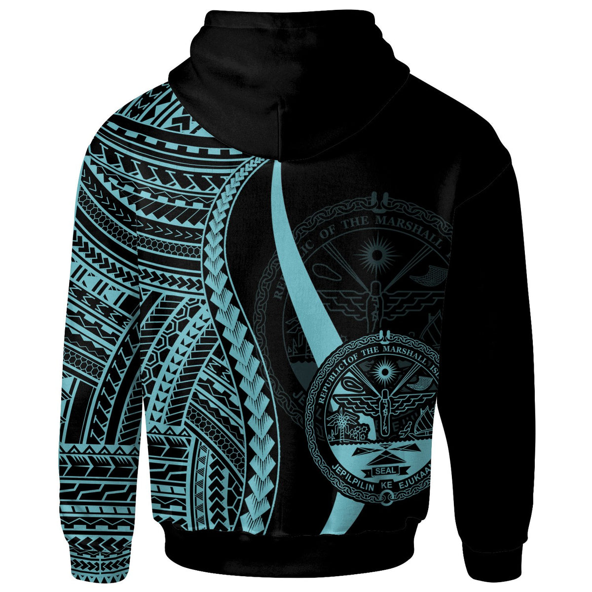 Marshall Islands Custom Hoodie Turquosie Tentacle Tribal Pattern Crest - Polynesian Pride