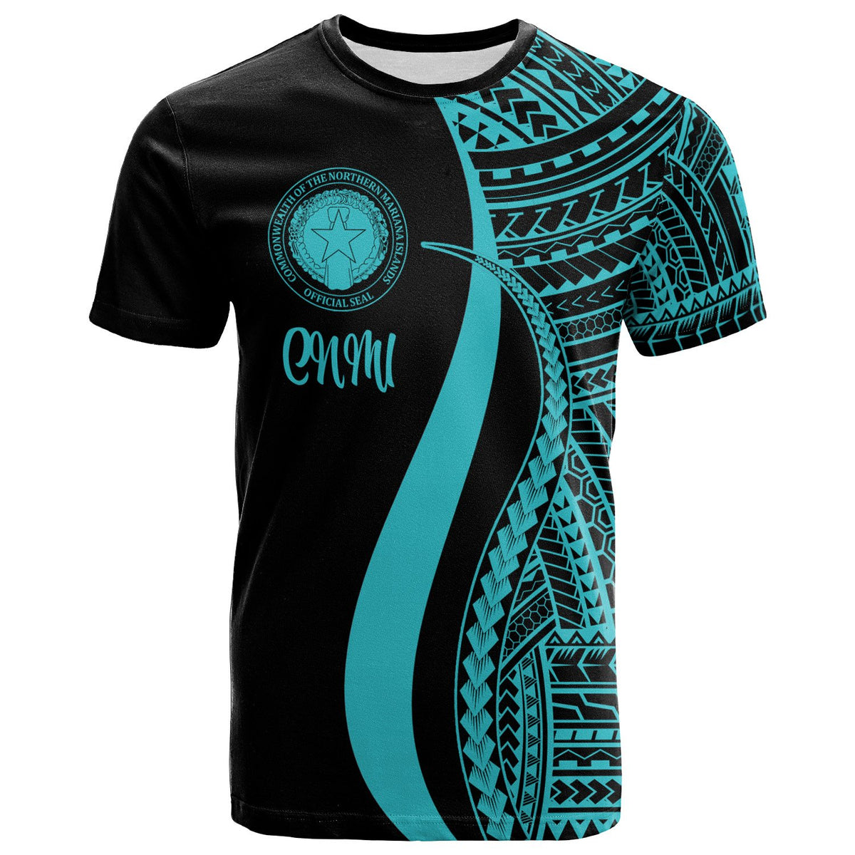 Northern Mariana Islands Custom T Shirt Turquoise Polynesian Tentacle Tribal Pattern Unisex Turquoise - Polynesian Pride