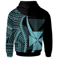 Wallis and Futuna Zip up Hoodie Turquoise Tentacle Tribal Pattern - Polynesian Pride