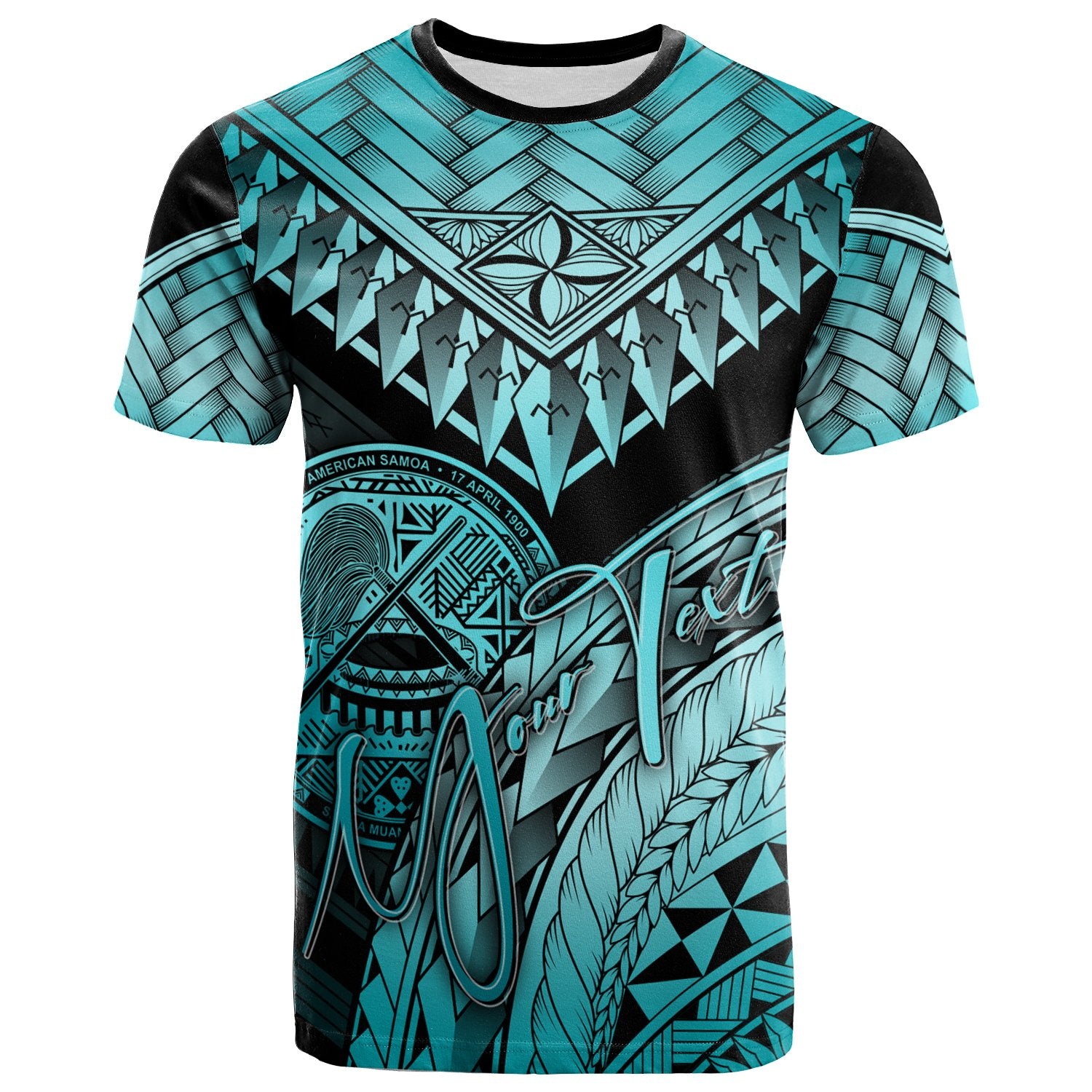 American Samoa Custom T Shirt Turquoise Polynesian Necklace and Lauhala Unisex Turquoise - Polynesian Pride