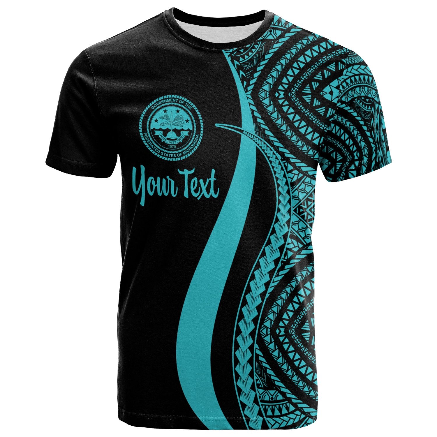 Federated States of Micronesia Custom T Shirt Turquoise Micronesian Tentacle Tribal Pattern Unisex TURQUOISE - Polynesian Pride