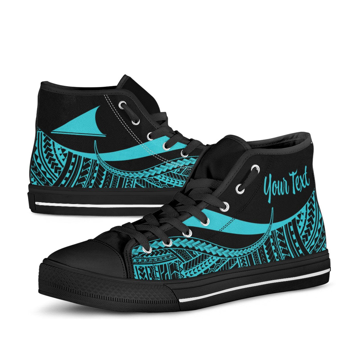 Tokelau Custom Personalised High Top Shoes Turquoise - Polynesian Tentacle Tribal Pattern - Polynesian Pride