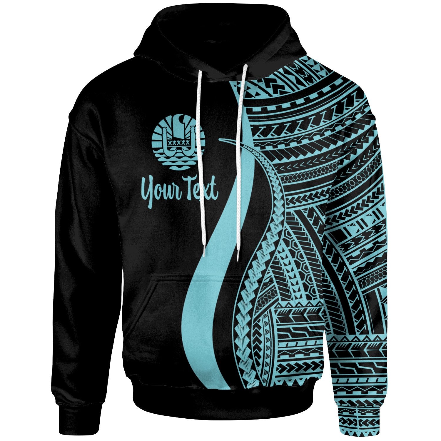 Tahiti Custom Hoodie Turquoise Tentacle Tribal Pattern Unisex Turquoise - Polynesian Pride