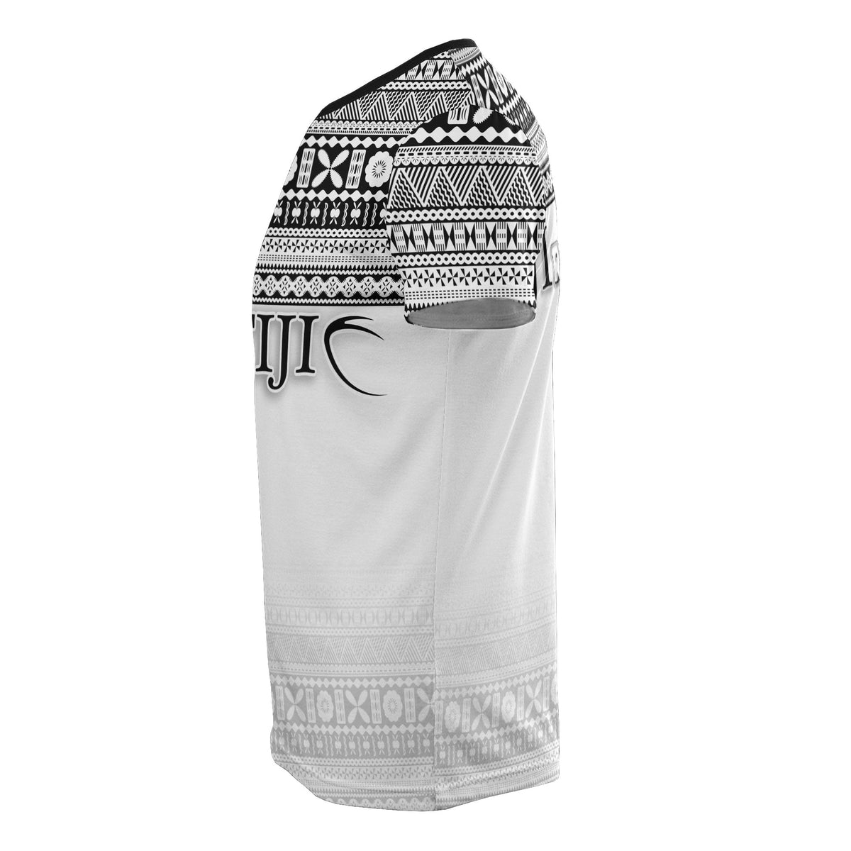 Fiji T Shirt Rugby Fijian Tapa White Pattern - Polynesian Pride