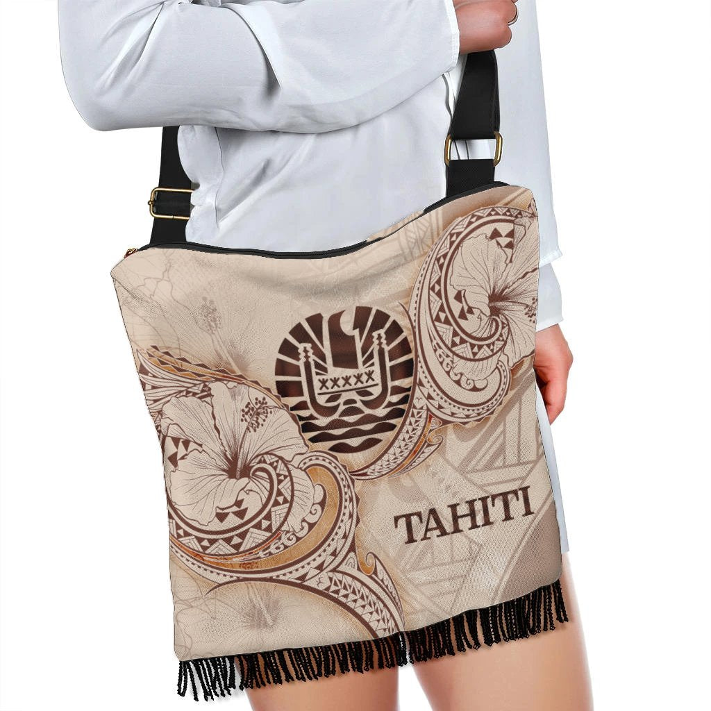 Tahiti Boho Handbag - Hibiscus Flowers Vintage Style - Polynesian Pride