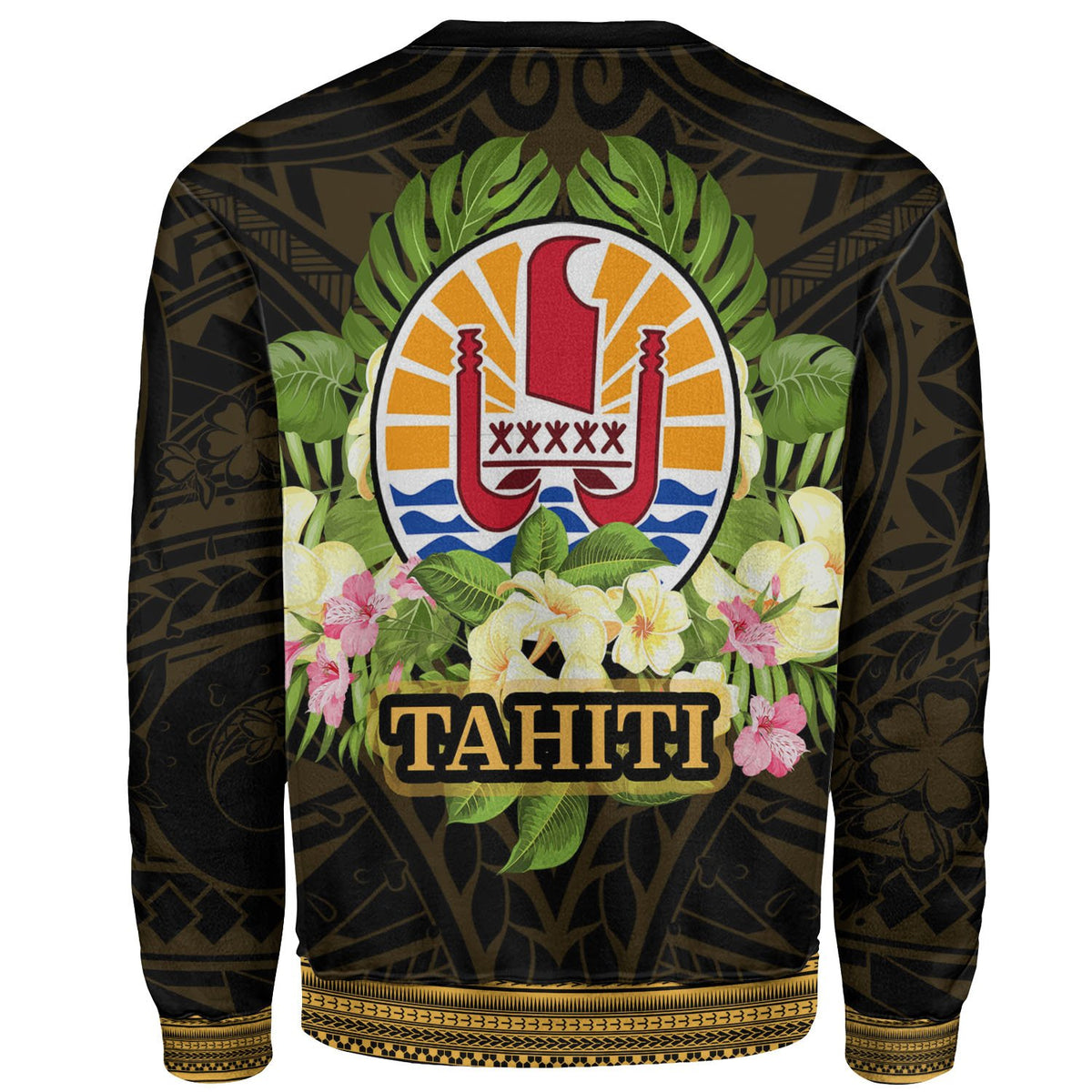 Tahiti Sweatshirt - Polynesian Gold Patterns Collection - Polynesian Pride