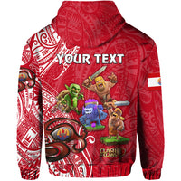 Custom Tahiti Eimeo Teahamai PC Zip Hoodie Team Varua Ino Red LT8 - Polynesian Pride