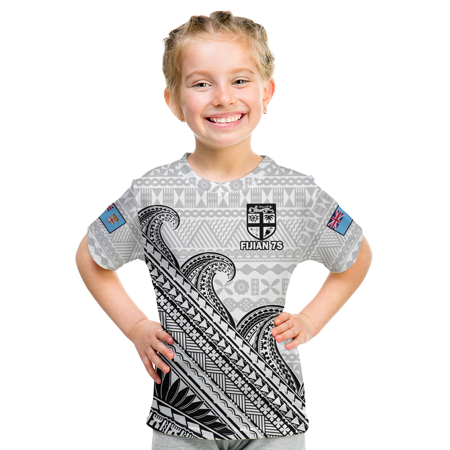 Fiji Sevens Rugby T Shirt KID Fijian 7s Tapa Polynesian Art LT14 Youth XL Size14 - Polynesian Pride