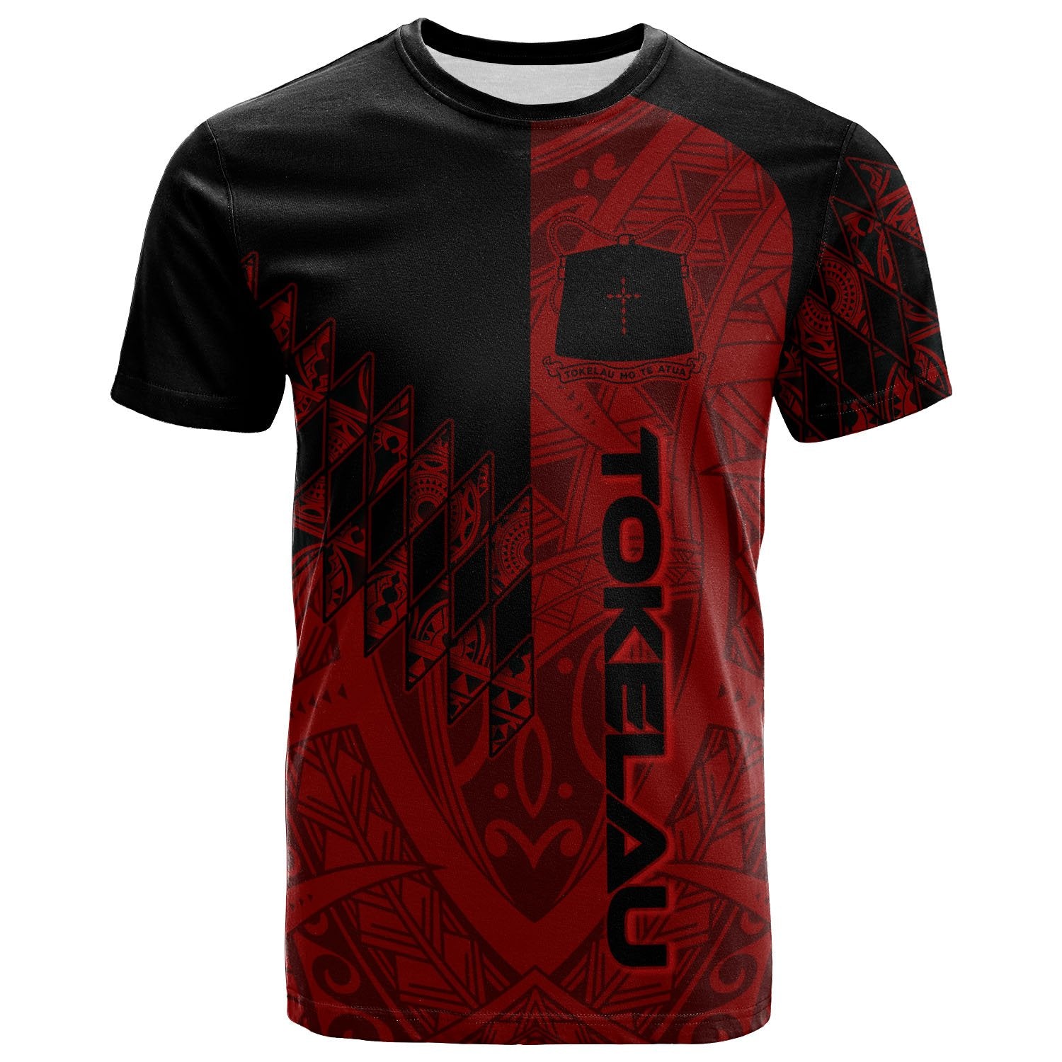 Tokelau T Shirt Red Color Symmetry Style Unisex Black - Polynesian Pride