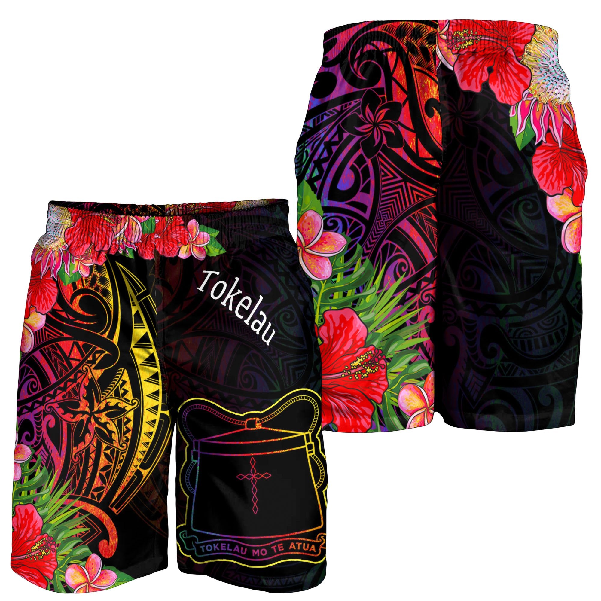 Tokelau Men's Shorts - Tropical Hippie Style Black - Polynesian Pride