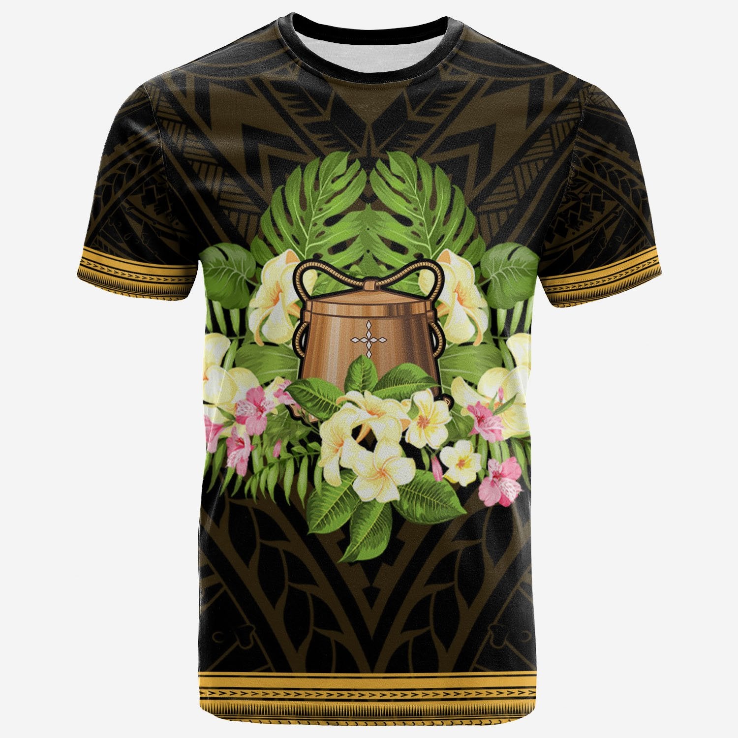 Tokelau T Shirt Polynesian Gold Patterns Collection Unisex Black - Polynesian Pride