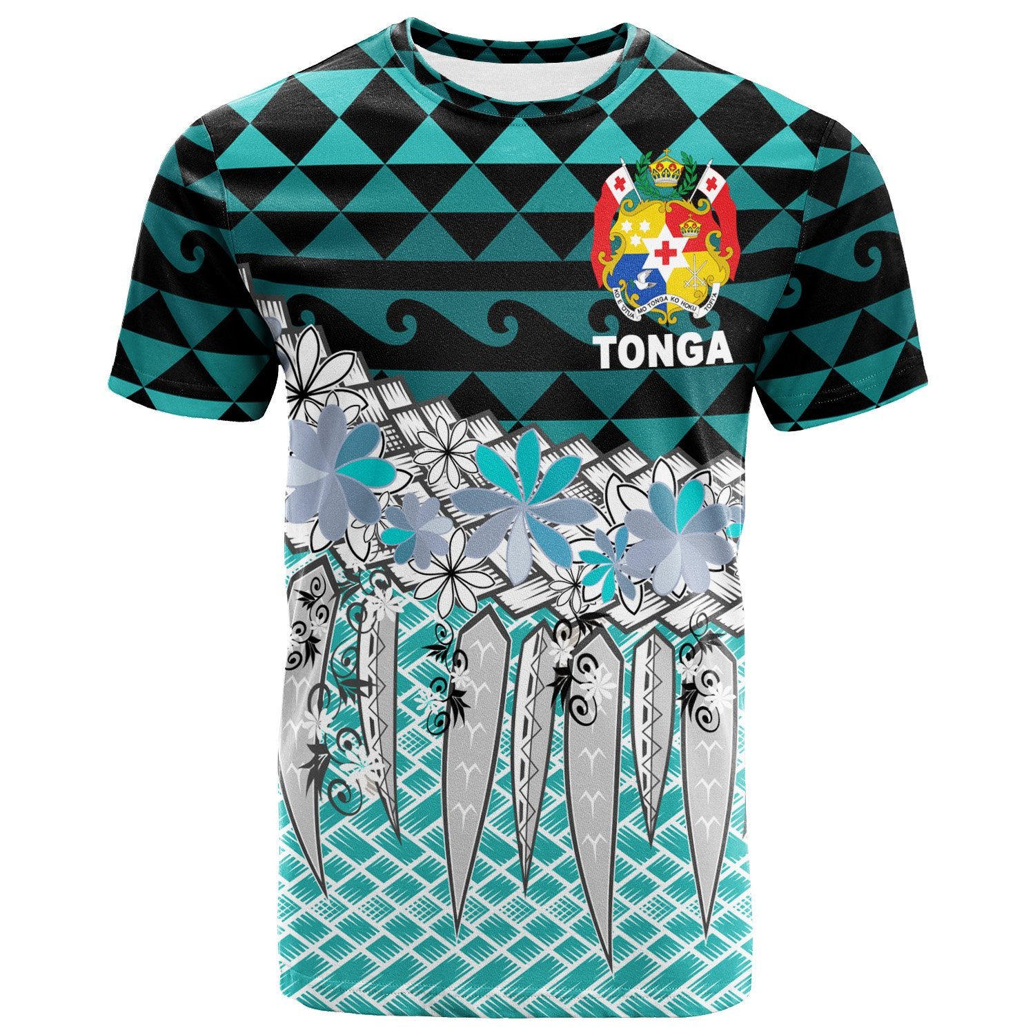 TongaT Shirt Coconut Leaves Weave Pattern Blue Unisex Blue - Polynesian Pride