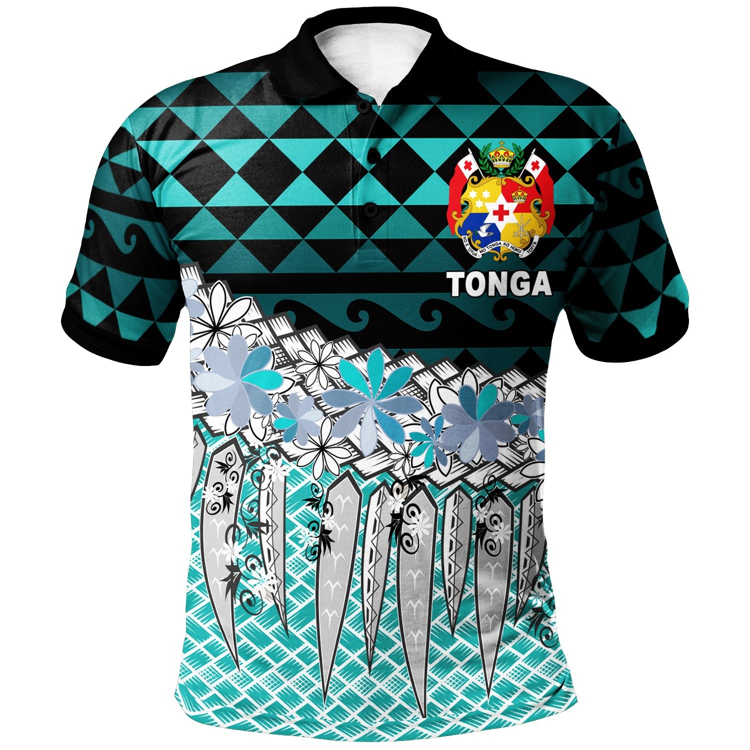 Tonga Polo Shirt Coconut Leaves Weave Pattern Blue Unisex Blue - Polynesian Pride