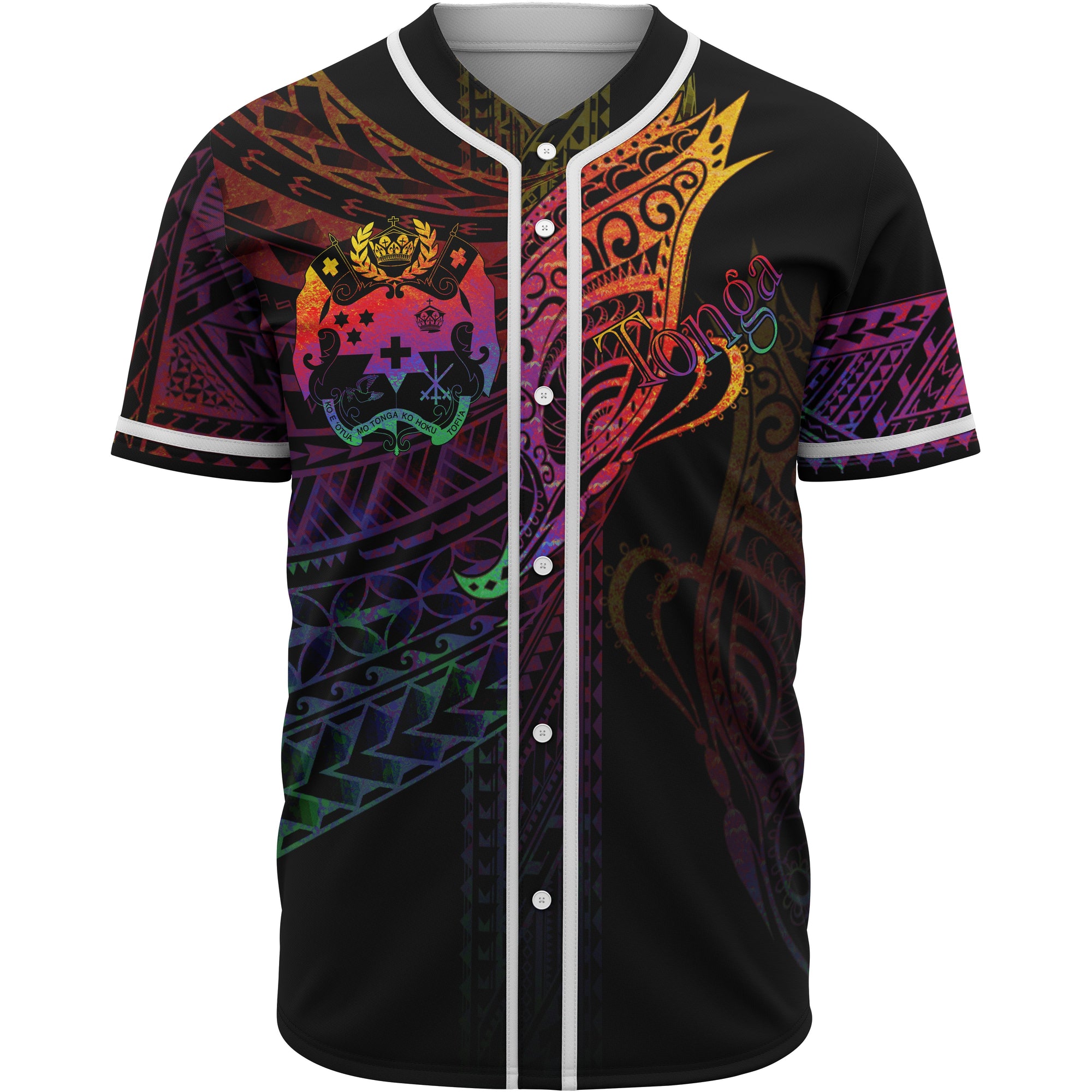 Tonga Baseball Shirt - Butterfly Polynesian Style Unisex Black - Polynesian Pride