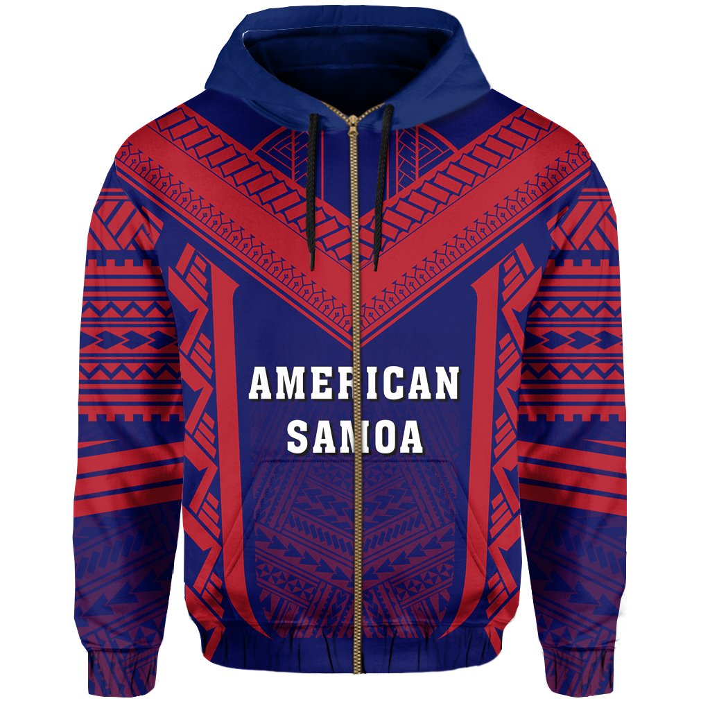 American Samoa Coat of Arms Polynesian Zip Hoodie Active - Polynesian Pride