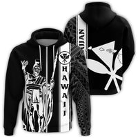 Kanaka Map King White Zipper Hoodie Edgar Style Unisex White - Polynesian Pride