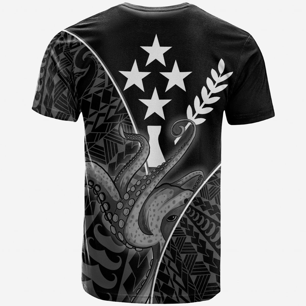 Kosrae State T Shirt Octopus Style White Color - Polynesian Pride