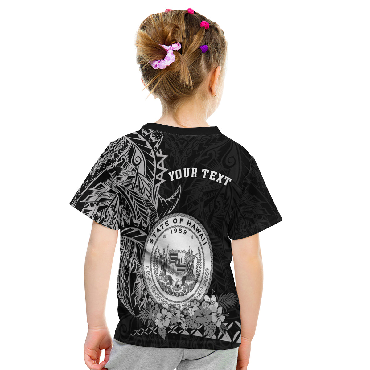 (Custom Personalised) Hawaiian Polynesian T Shirt Kid White Seal Of Hawaii LT13 - Polynesian Pride