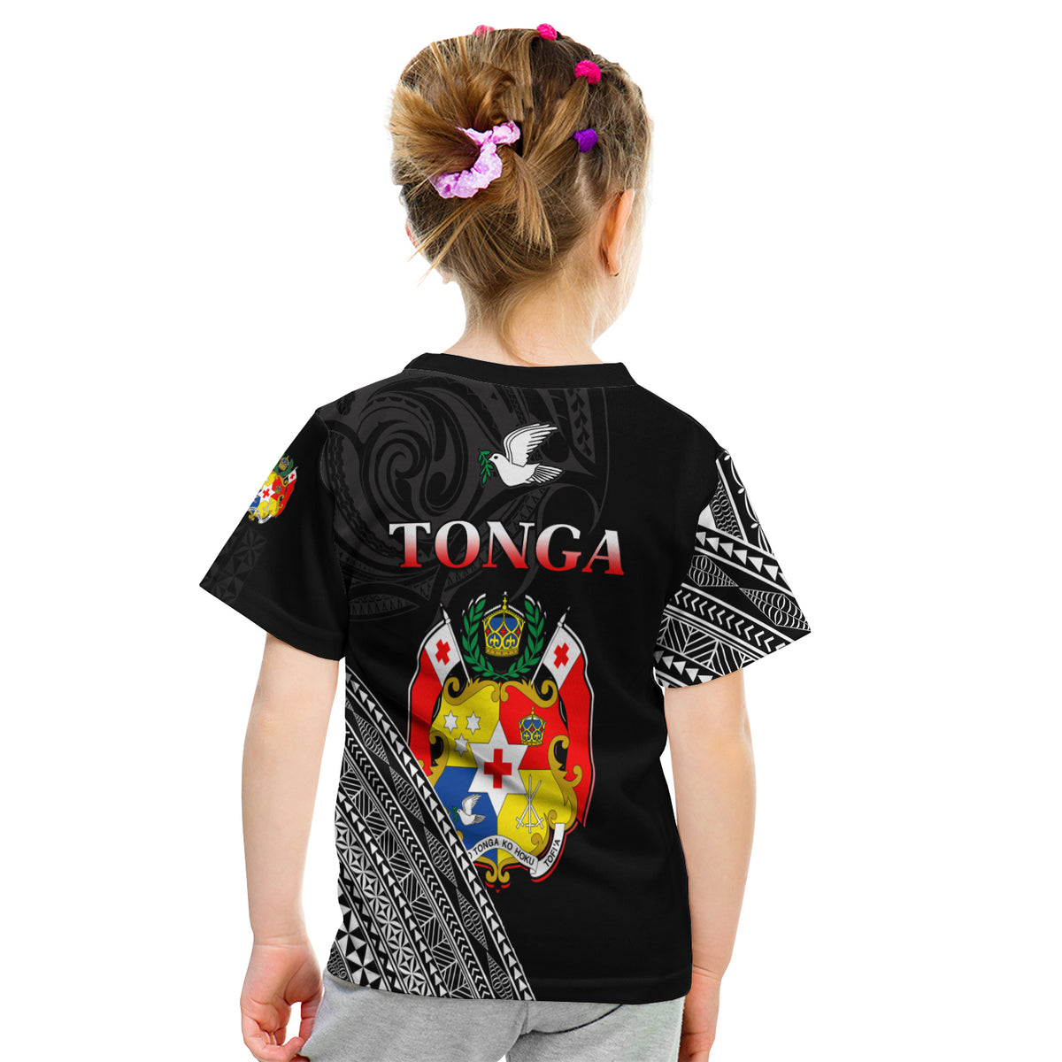 Tonga T Shirt Kid Tongan Pattern Blithesome Version Black LT13 - Polynesian Pride