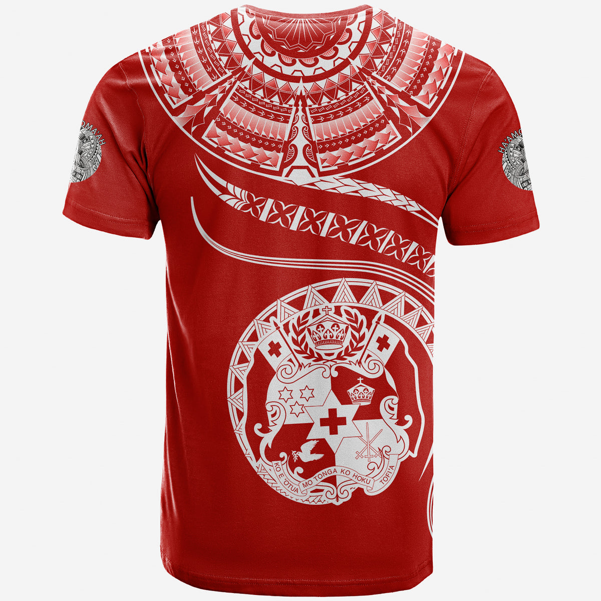 (TOKO ofA) Tonga Polynesian T Shirt Tonga Waves Mix Logo Red White LT13 - Polynesian Pride