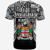 Fiji Rugby T Shirt Flying Fijians Black Tapa Pattern LT13 - Polynesian Pride