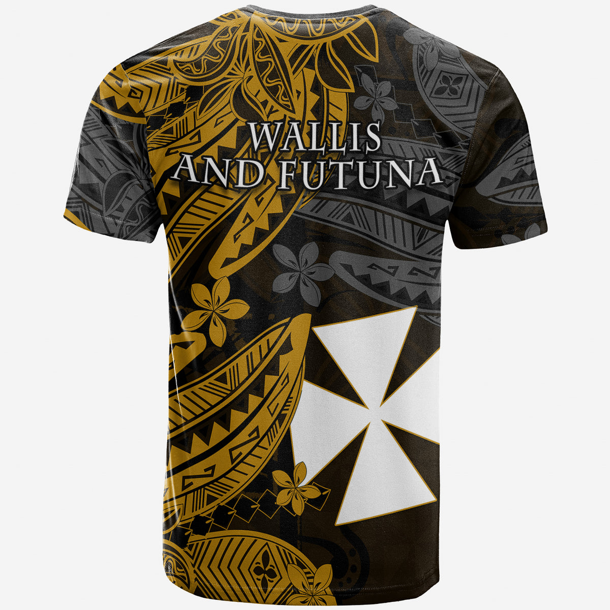 Wallis and Futuna T Shirt Enjoy Polynesian Flowers Version Gold LT13 - Polynesian Pride