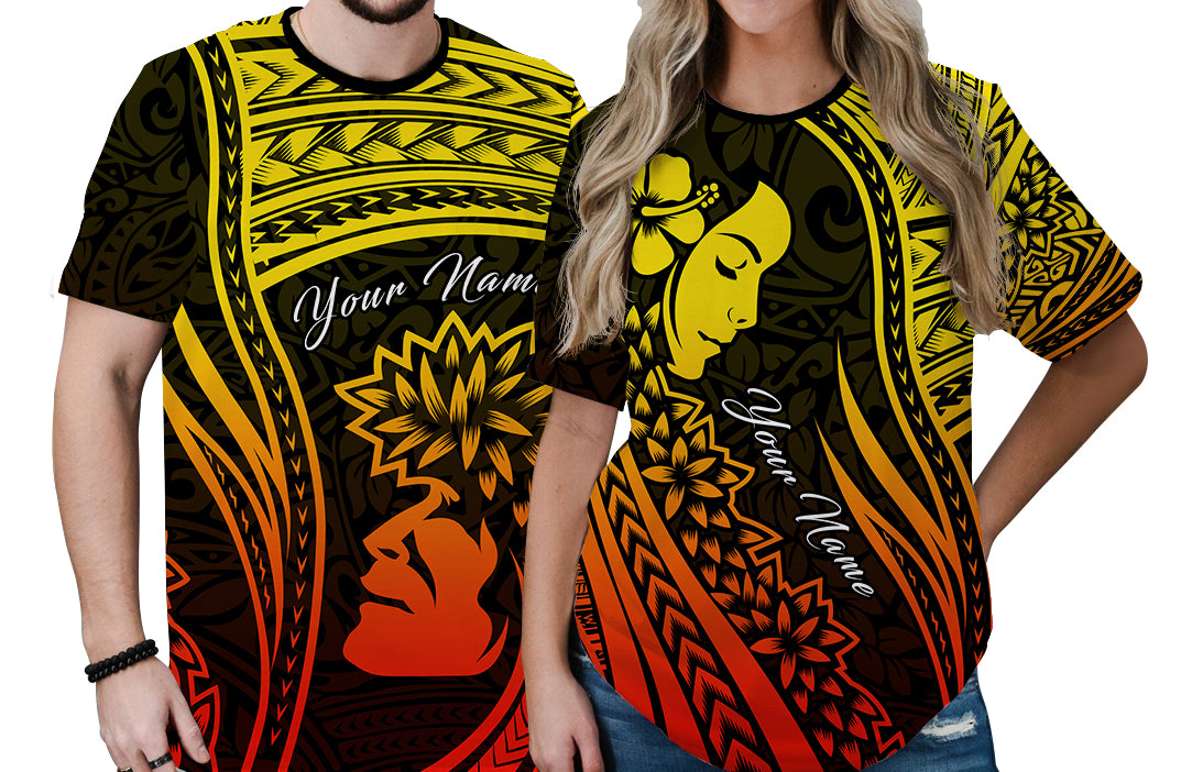 Custom Polynesian Valentine Couple T Shirt I LOVE YOU Hibiscus Style Special LT13 6XL - Polynesian Pride