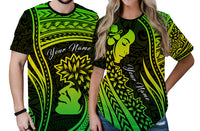 Custom Polynesian Valentine Couple T Shirt I LOVE YOU Hibiscus Style Green LT13 6XL - Polynesian Pride