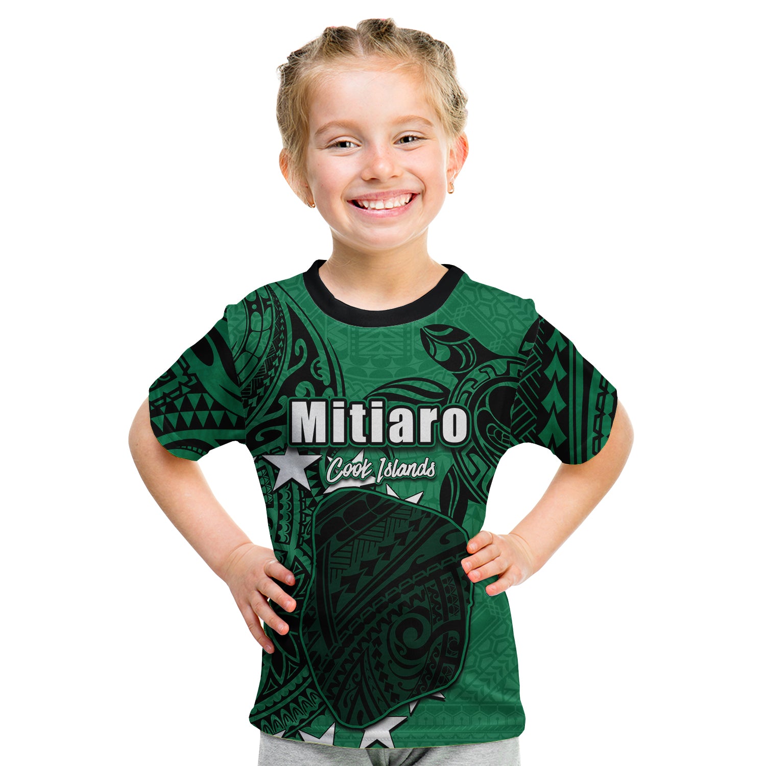 (Custom Personalised)Cook Islands T Shirt Kid Mitiaro LT6 - Polynesian Pride