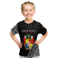 (Custom Personalised) Tonga T Shirt Kid Tongan Pattern Blithesome Version Black LT13 Youth XL Size14 - Polynesian Pride