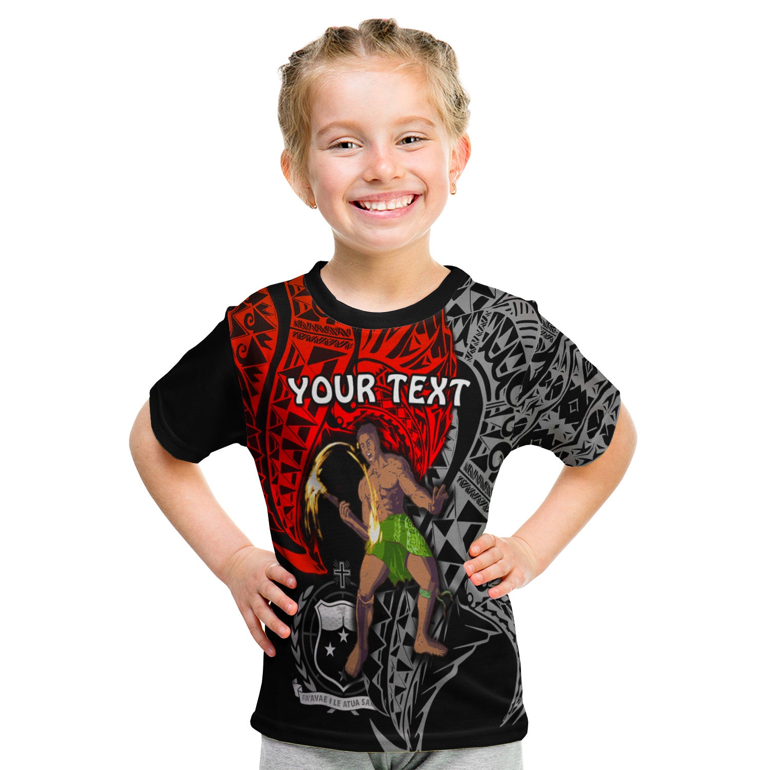(Custom Personalised) Siva Samoa T Shirt Kid Samoan Dance Mix Red Polynesian LT13 Youth XL Size14 - Polynesian Pride