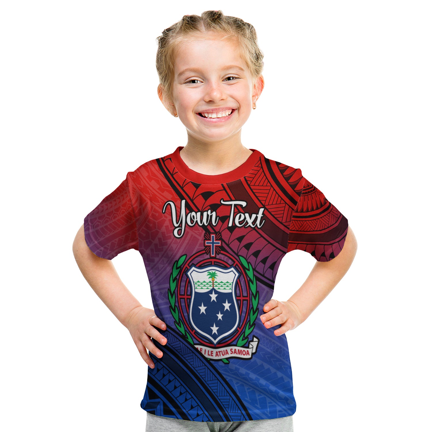 (Custom Personalised) Samoa T Shirt KID Style Gradient Sporty Original LT13 Youth XL Size14 - Polynesian Pride