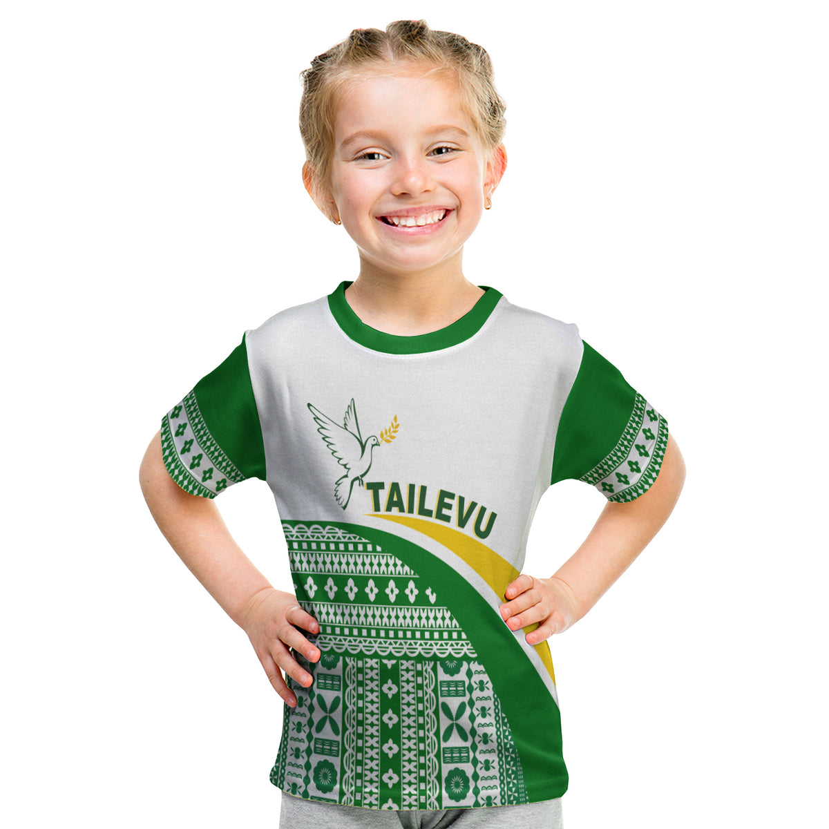 (Custom Text And Number) Tailevu Rugby T Shirt Kid Fiji Rugby Tapa Pattern White LT13 - Polynesian Pride