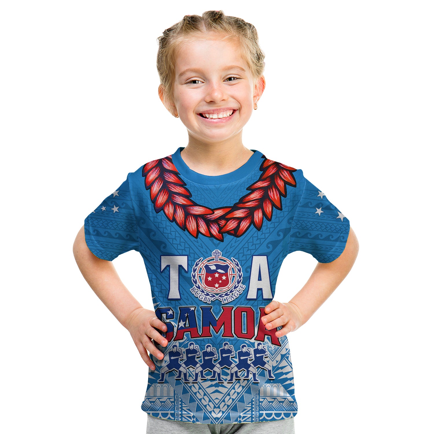 Toa Samoa Rugby T Shirt KID Manu Siva Tau Style Ulafala LT13 - Polynesian Pride