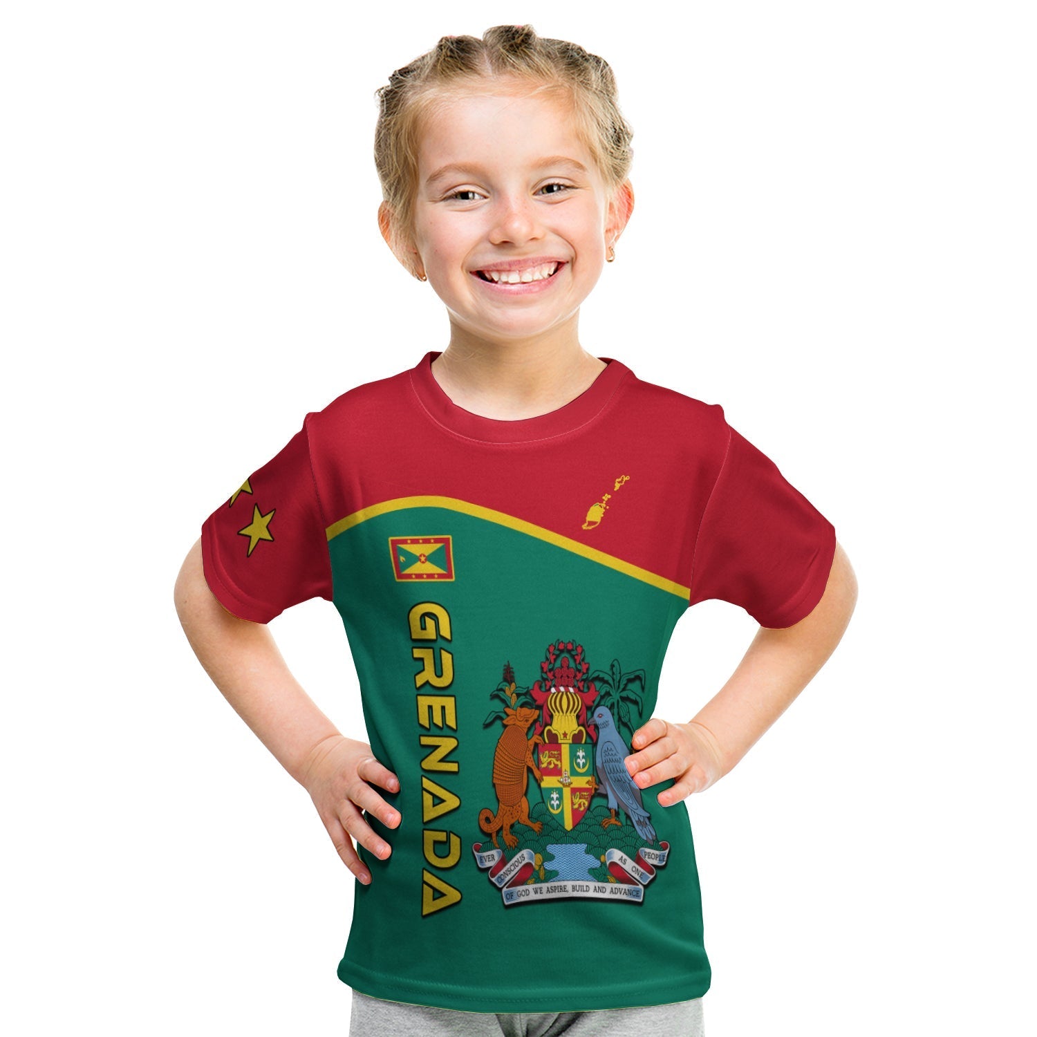 Grenada T shirt KID Coat of Arms and Map Impressive LT13 Youth XL Size14 - Polynesian Pride