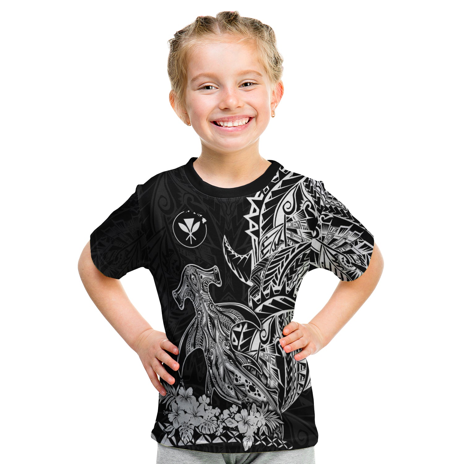 Hawaii Polynesian T Shirt Kid Wild Hammerhead Sharks LT13 Youth XL Size14 - Polynesian Pride