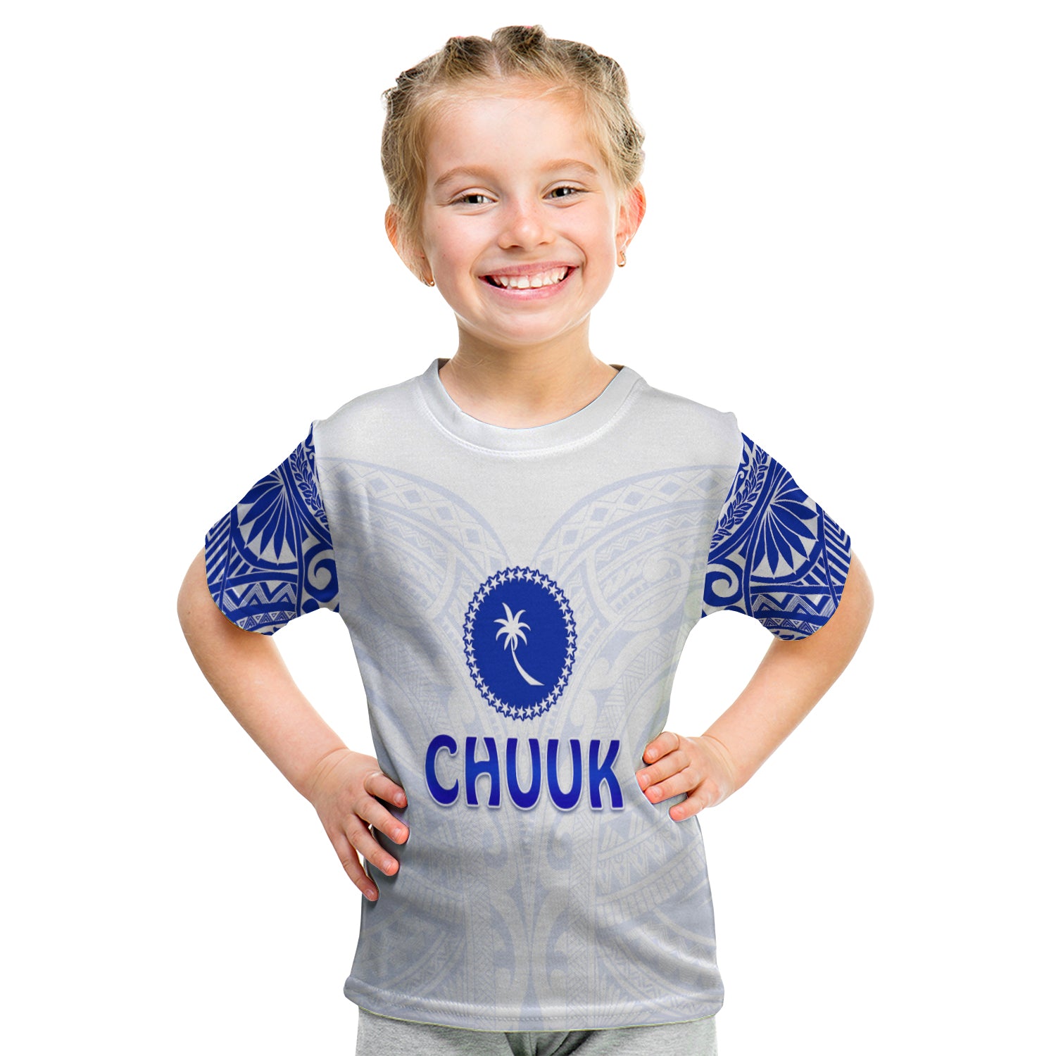 Chuuk T Shirt Kid Micronesia Simple Pattern White LT13 - Polynesian Pride