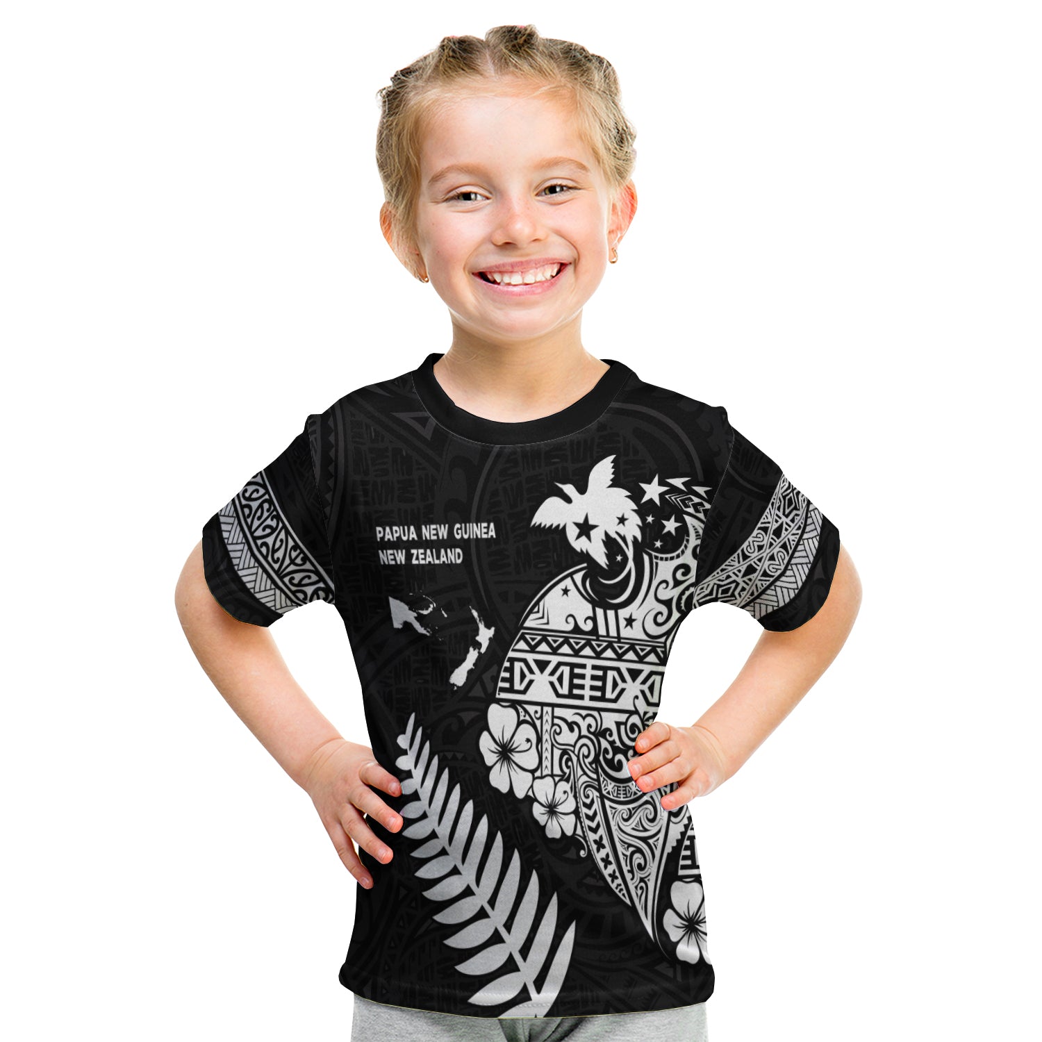 Papua New Guinea and New Zealand T Shirt KID Maori Polynesian LT13 - Polynesian Pride