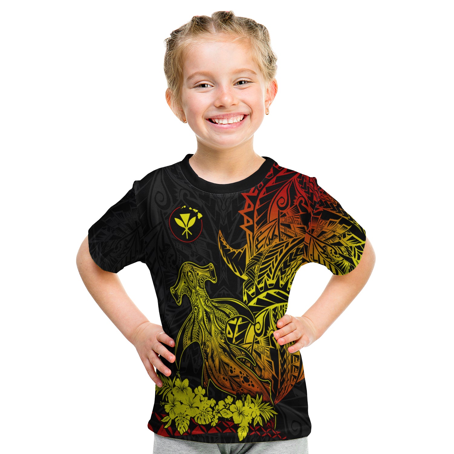 Hawaii Polynesian T Shirt Kid Wild Hammerhead Sharks Fresh Life LT13 Youth XL Size14 - Polynesian Pride