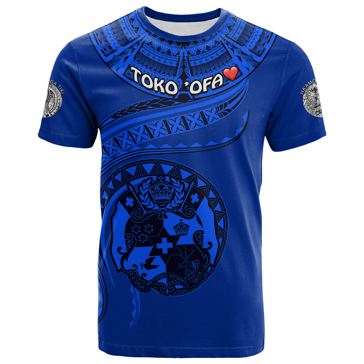 (TOKO ofA TOTI LUI) Tonga Polynesian T Shirt Tonga Waves Mix Logo Blue Black LT13 Unisex Blue - Polynesian Pride