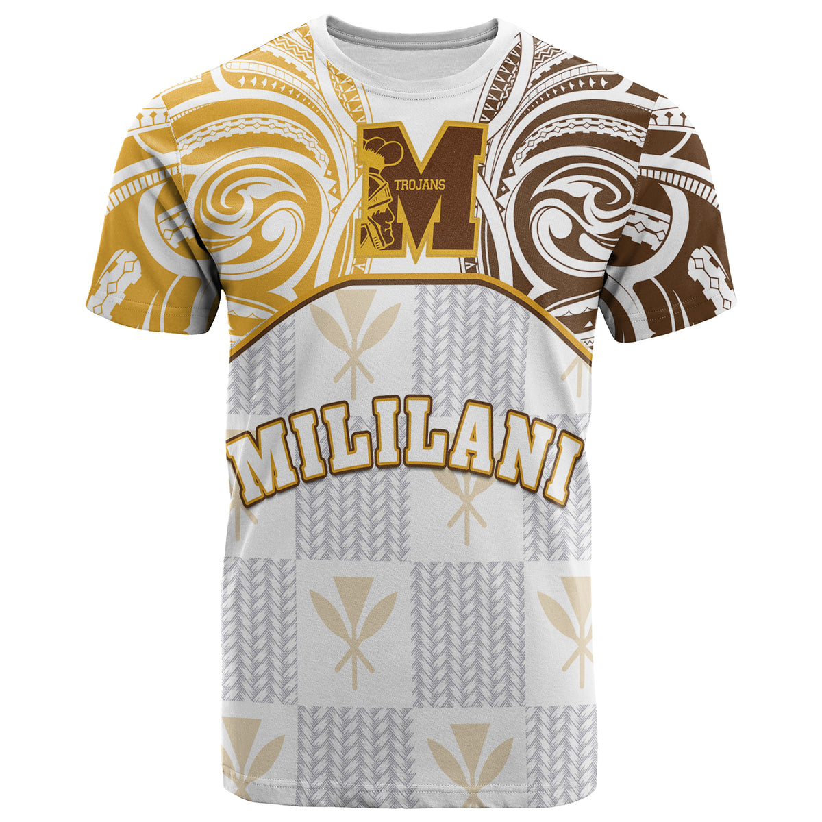 (KAOPUIKI KAIKAINA) Kanaka Mililani High School T Shirt Demodern LT13 Unisex White - Polynesian Pride