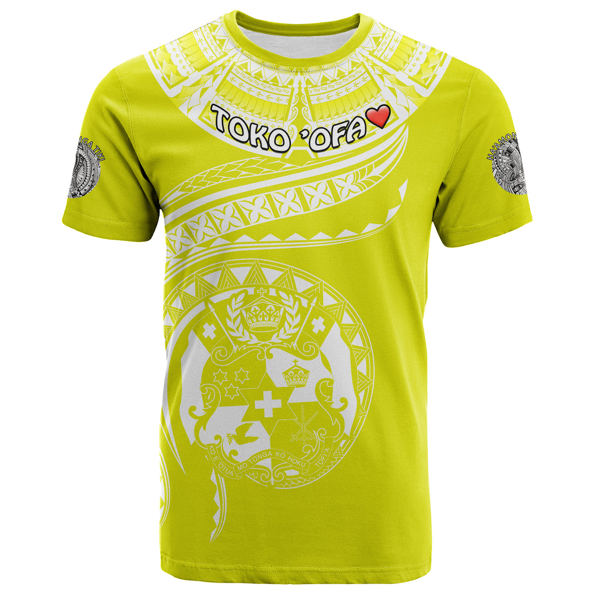 (TOKO ofA) Tonga Polynesian T Shirt Tonga Waves Mix Logo Yellow White LT13 Unisex Yellow - Polynesian Pride