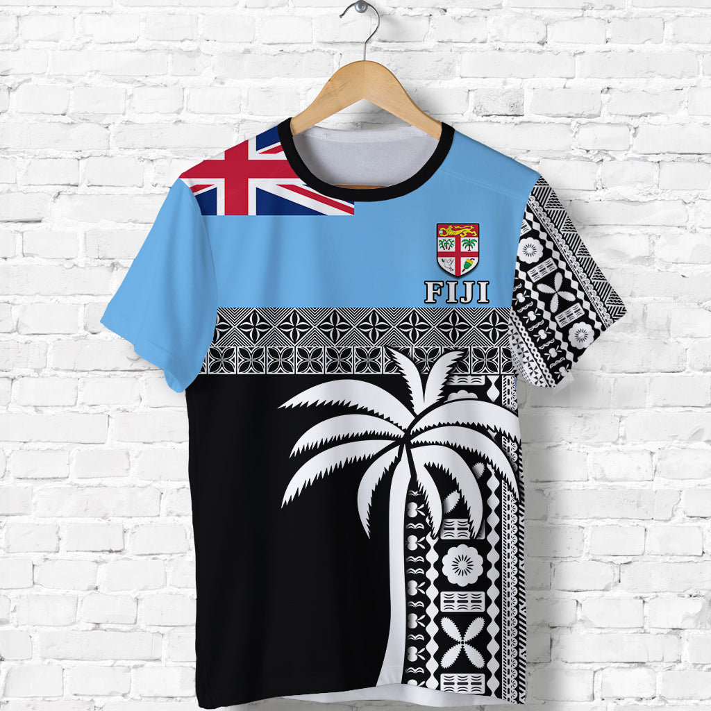Fiji Tapa Pattern T Shirt Coconut Tree LT13 Unisex Blue - Polynesian Pride